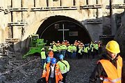 Žehnání svaté Barbory na stavbě tunelu Homole na budoucí dálnici D35 u Vysokého Mýta