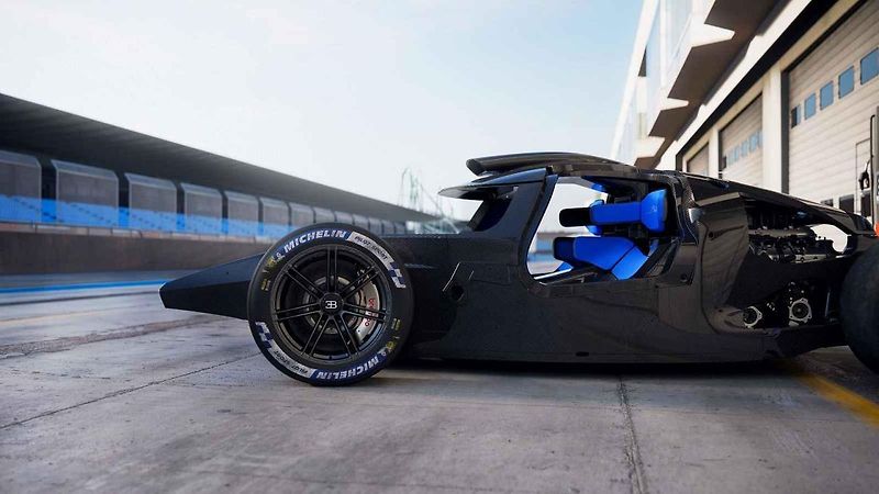Bugatti Bolide bez vnějších karosářských dílů