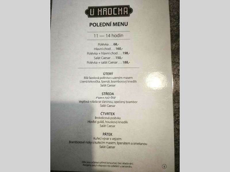 My jsme si dali menu za 198 korun.