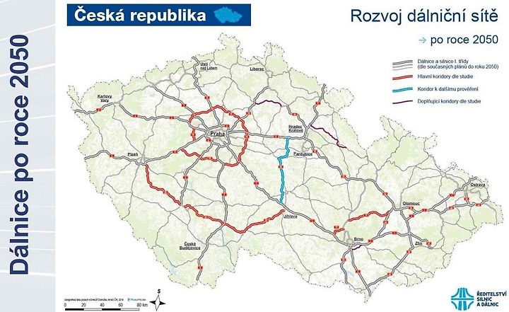 Rozvoj dálniční sítě po roce 2050.
