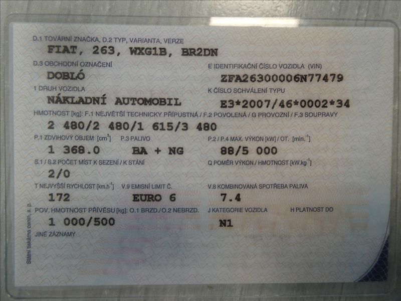 Fiat Dobló cargo 1,4 benzín/CNG SX L2H1,DPH,ČR - fotka 36 z 36