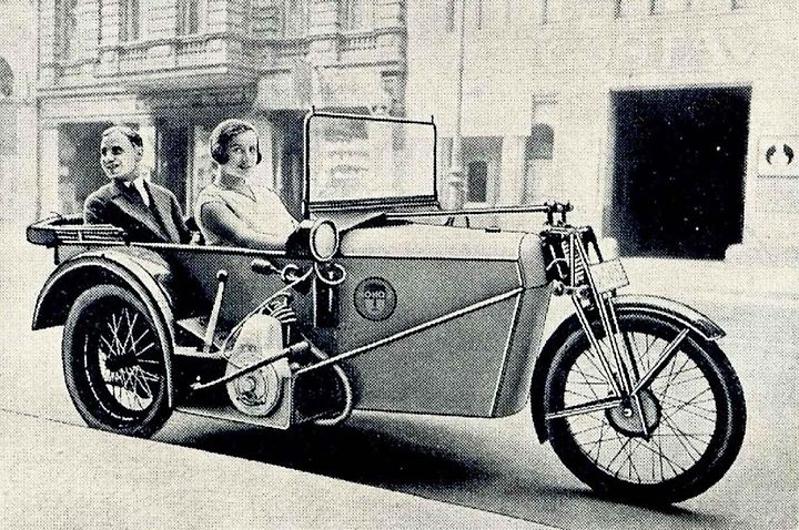 Tříkolka Monos 200 v magazínu Illustrierte Technik für Jedermann z roku 1929.