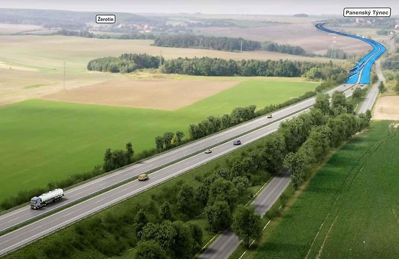 Vizualizace ukazuje, jak bude vypadat dálnice D7 mezi Slaným a Panenským Týncem na Lounsku.
