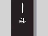 Jízdní pruh pro cyklisty. Vyznačuje pruh nebo stezku pro cyklisty; šipka současně vyznačuje i stanovený směr jízdy; pruh nebo stezku lze v jejím průběhu rovněž vyznačit barevně odlišeným povrchem.