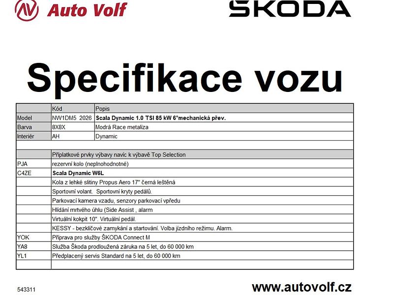 Škoda Scala Dynamic 1,0TSI 85kW - fotka 2 z 11