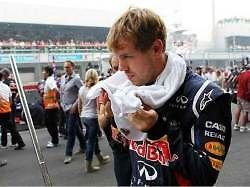 Sebastian Vettel v cíli Velké ceny Indie.