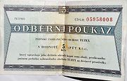 Tuzexová poukázka - bon v hodnotě 5 korun.