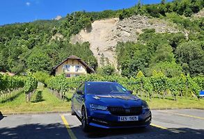 Cestou do Francie jsme se zastavili v hlavním městě Lichtenštejnska - Vaduz. Zde jsme pořídili snímek u místní vinice