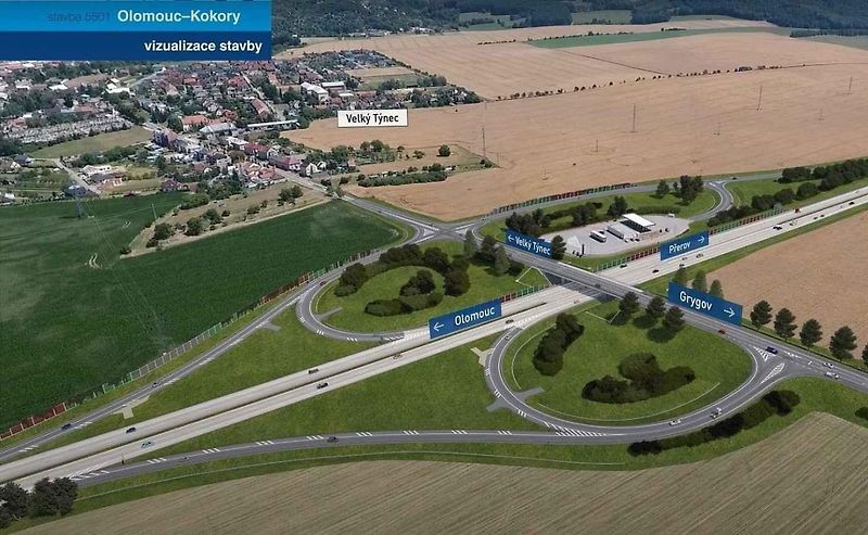 Vizualizace dálnice D55 Olomouc - Kokory