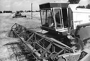 Kombajn Fortschritt E 512 při sklizni v domovském východním Německu.