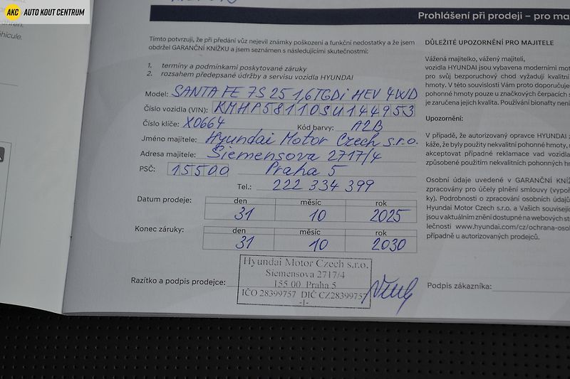 Hyundai Santa Fe 1.6T-GDI HEV 4WD CALLIGRAPHY 7 - fotka 91 z 95