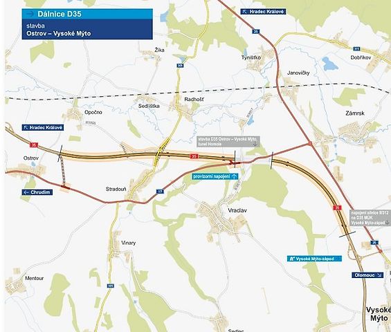 Dálnice D35, úsek Ostrov - Vysoké Mýto, zdroj: se svolením ŘSD