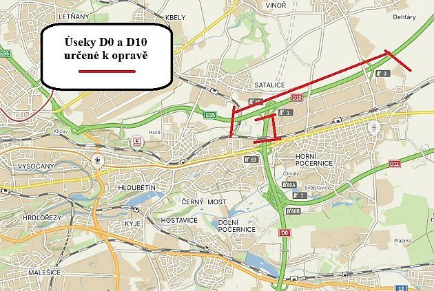 Přehledná mapa dostavby., zdroj: Se souhlasem ŘSD ČR.