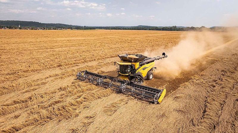 Až sto tun obilí za hodinu dokáže sklidit nový kombajn CR11 firmy New Holland.