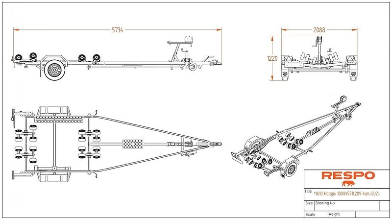 Respo (2026) Lodní přívěs, 580 cm, 1000kg - fotka 9 z 9