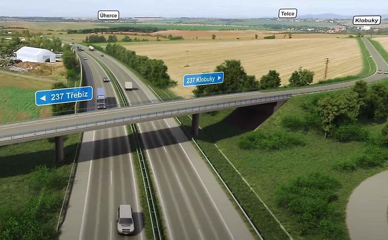Vizualizace ukazuje, jak bude vypadat dálnice D7 mezi Slaným a Panenským Týncem na Lounsku.