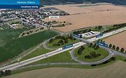 Vizualizace dálnice D55 Olomouc - Kokory. Křížení se silnicí Velký Týnec - Grygov