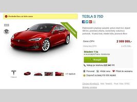 Prodej elektromobilů Tesla na e-shopu Alza.cz.