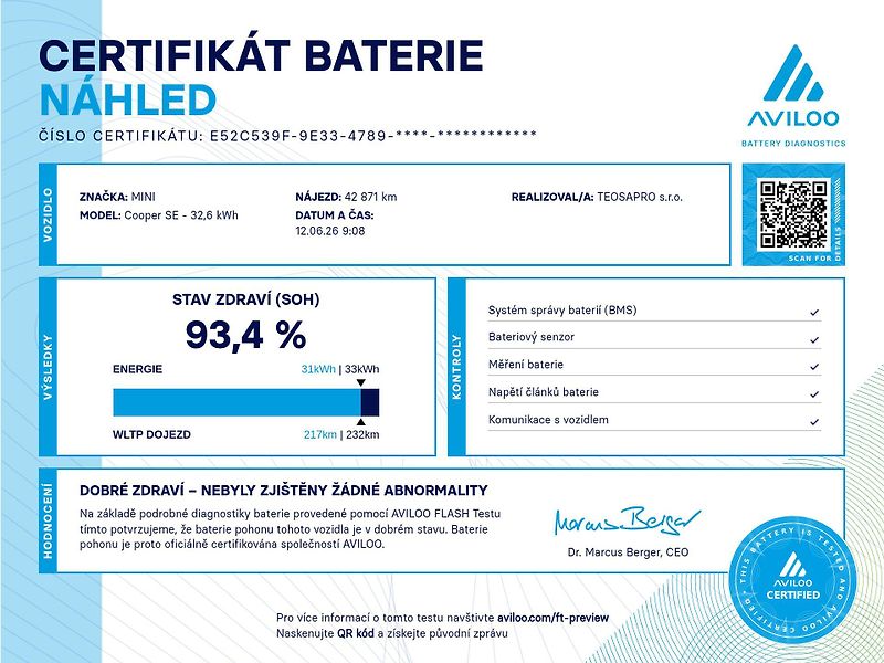 Mini Ostatní (2021) Cooper SE, certifikát baterie - fotka 27 z 27