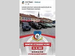 Výstava veteránů na třebíčském náměstí zakončila sezonu Veteran Car Clubu Třebíč 2022