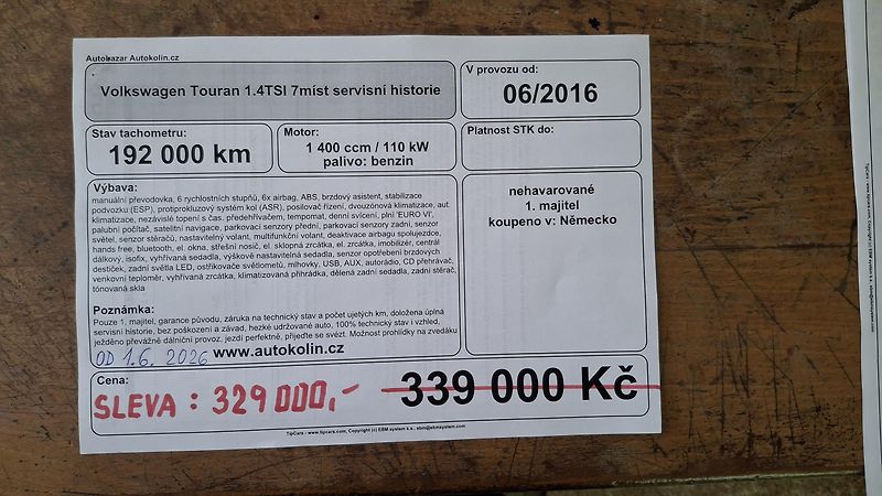 Volkswagen Touran 1.4TSI 7míst servisní historie - fotka 50 z 50