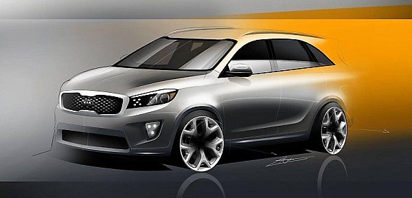 Skica nové generace SUV Kia Sorento.