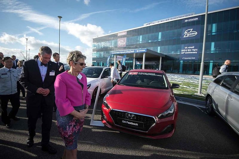Oslavy 10. výročí zahájení sériové výroby automobilky Hyundai, 2. listopadu 2018 v Nošovicích. Na snímku Hyundai i30 Fastback N.