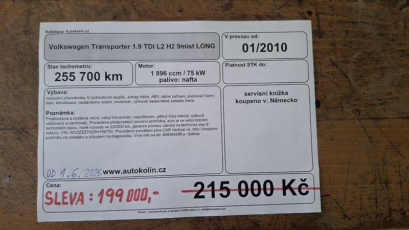 Volkswagen Transporter 1.9 TDI L2 H2 9míst LONG  - fotka 32 z 32
