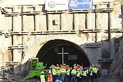 Žehnání svaté Barbory na stavbě tunelu Homole na budoucí dálnici D35 u Vysokého Mýta