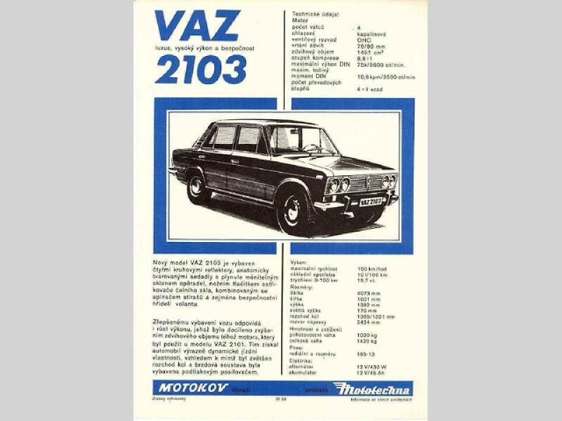 VAZ 2101 se rok po zahájení výroby začal dovážet i do ČSSR