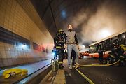 Z taktického cvičení složek IZS v tunelovém komplexu Blanka v Praze.
