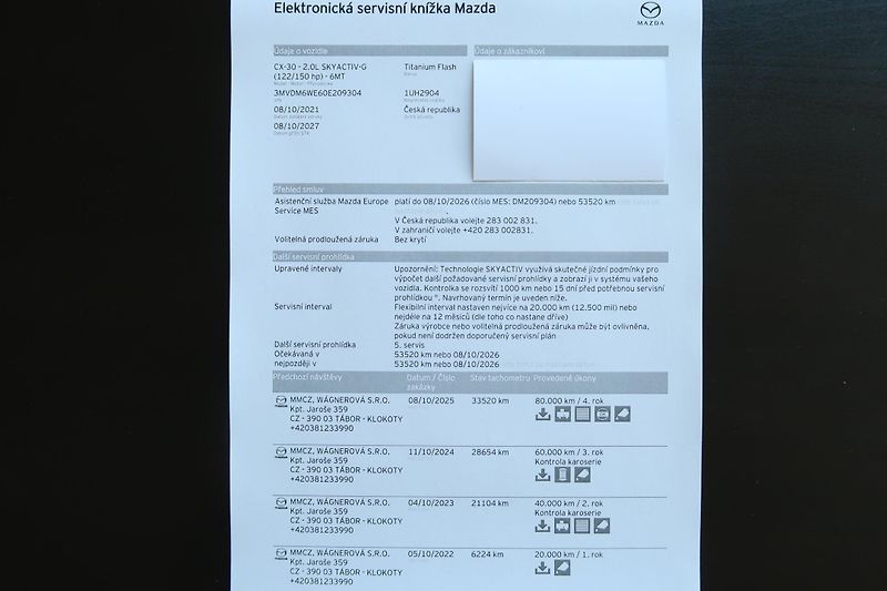 Mazda CX-30 2,0 G122 Plus serviska, ČR - fotka 32 z 33