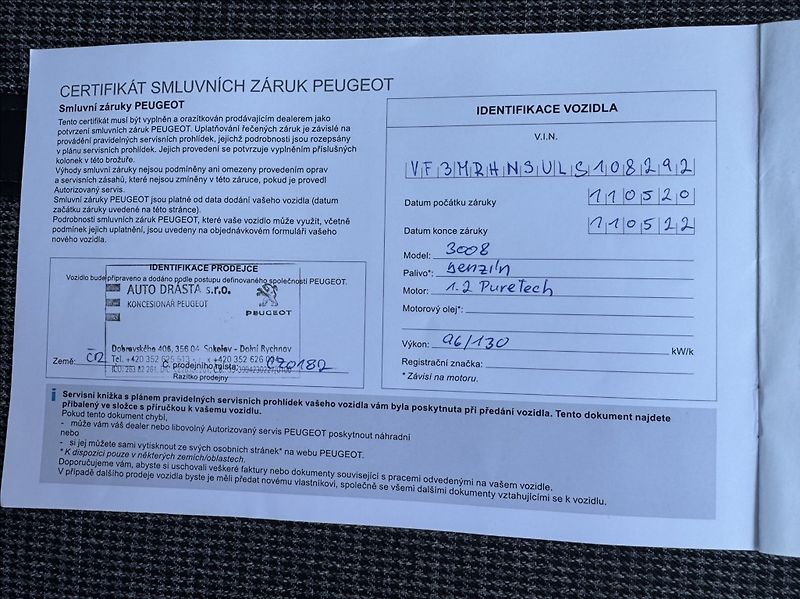 Peugeot 3008 1,2 i ALLURE DPH 1.maj původČR - fotka 46 z 50