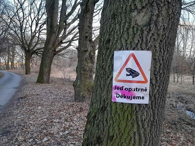 Nedaleko Ostravy je u letiště v Mošnově značka upozorňující na letadla.