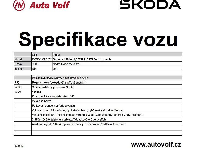Škoda Octavia 130LET 1,5TSI 110kW - fotka 2 z 11