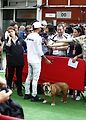 F1 2017 GP Španělska - Lewis Hamilton (Mercedes) rozdává rozhovory během čtvrtečního představování jezdců