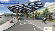 Budoucí podoba plánovaného Terminálu Újezd v centru Prostějova.