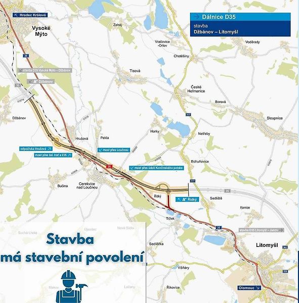 Vizualizace dálnice D35 v úseku Džbánov - Litomyšl