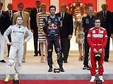 Zleva Nico Rosberg, Mark Webber a Fernando Alonso.