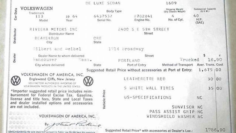 Volkswagen Brouk z roku 1964 za milion dolarů