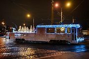 Vánoční flotila pražského dopravního podniku.