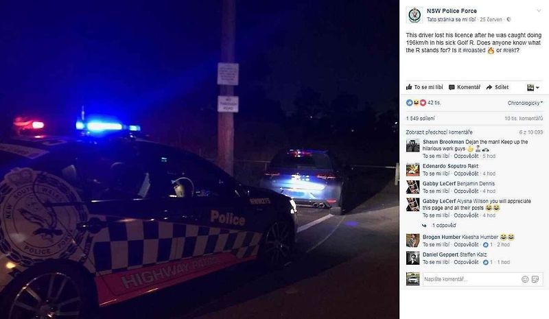 „Tenhle hrdina jel 126 km/h v zóně s osmdesátkou. Kdyby tak byl jeho mozek stejně velký, jako to křídlo. #roasted #zpomal“„Tenhle hrdina jel 126 km/h v zóně s osmdesátkou. Kdyby tak byl jeho mozek stejně velký, jako to křídlo. #roasted #zpomal“