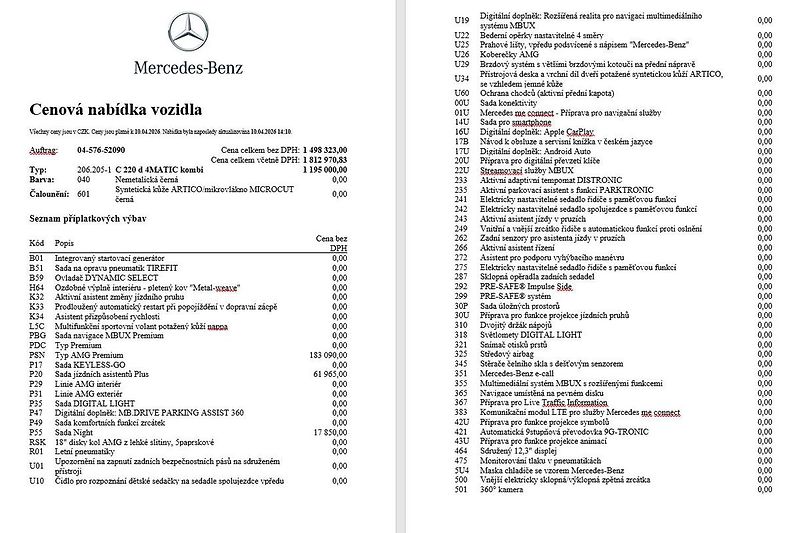 Mercedes-Benz Třídy C C 220d kombi, 4MATIC, CZ - fotka 15 z 16