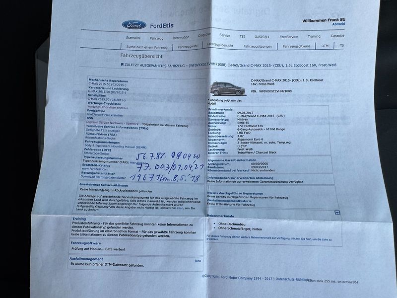 Ford C-MAX (2017) 1,5 Eco Boost 110 Kw Automat - fotka 33 z 35