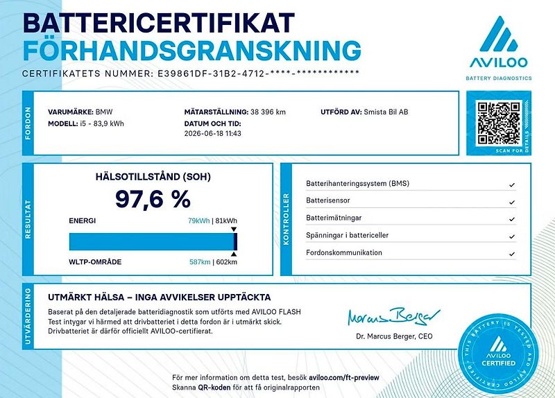 BMW i5 M60 xDrive M SoH 97% 360k Pano - fotka 2 z 27