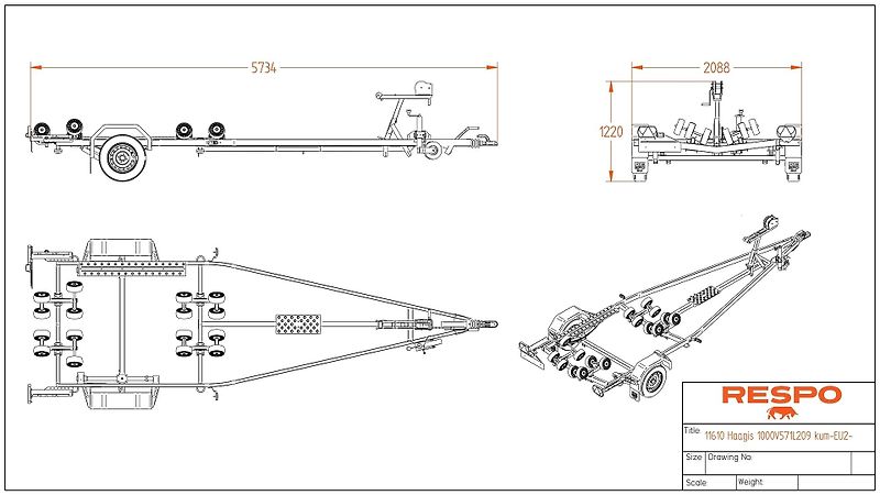 Respo (2026) přívěs pro loď, V571M, 580 cm - fotka 7 z 7
