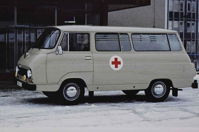 Sanitky v muzeu Svět Škodovek