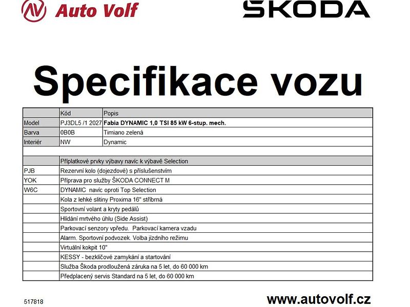 Škoda Fabia Dynamic 1,0TSI 85kW - fotka 2 z 15