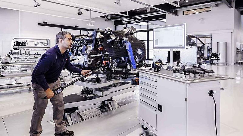 Výrobní prostory Bugatti Chiron ve francouzském Molsheimu.