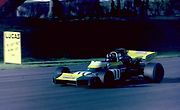 Graham Hill v kokpitu Brabhamu BT34 při závodu World Championship Victory v Brands Hatch 1971.